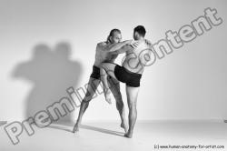 Underwear Martial art Man - Man White Moving poses Athletic Short Brown Dynamic poses Academic